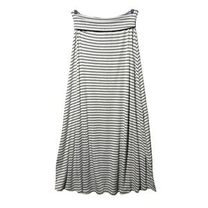 Bobeau Womens Medium Grey Black Striped Fold Over Waist Maxi Skirt Made in USA